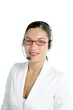 Beautiful headset businesswoman portrait in white