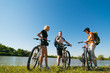 cyclists relax biking outdoors