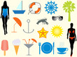 Illustration of summer icons Illustration of summer icons