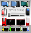 Set of computer corps and monitor. Vector. Set of computer corps and monitor. Vector.
