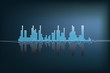 modern illustration of a blue soundwave with reflection modern illustration of a blue soundwave with reflection