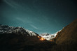 Fire in rugged mountainous landscape