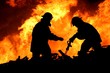 Brave Firefighters in Silhouette Brave Firefighters in Silhouette
