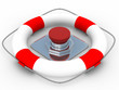 red button on a white background. 3D image
