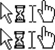 Web hand and arrow cursor with hour glass Web hand and arrow cursor with hour glass