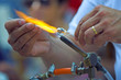 Glaskunst mit Flamme