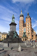 The basilica of the Virgin Mary and Adam Mickiewicz Statue