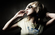Blond fashion woman portrait wearing sunglasses Blond fashion woman portrait wearing sunglasses