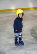 Young boy learning to skate Young boy learning to skate