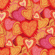 Hearts folk pattern in engrave style