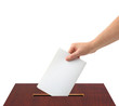 Hand with ballot and box
