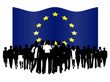 Illustration of people and flag Illustration of people and flag