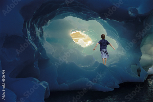 Photo: Boy Standing on Iceberg Boy Standing on Iceberg