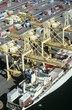 Aerial view container ship in dock, Sydney, Australia