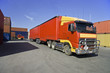 Truck and cargo containers at port