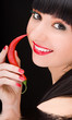 cute girl with chili pepper
