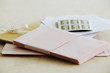 Paper stationery and stamps, studio shot