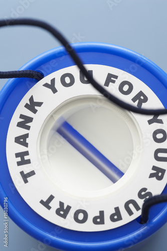 Photo: Blue plastic money box, view from above Blue plastic money box, view from above