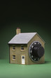 Small model of house with combination lock