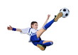 Boy with soccer ball, Footballer . (isolated)