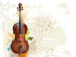 Violin on abstract floral background