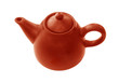 Clay teapot, isolated on a white background