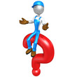 3D Worker Character On A Question