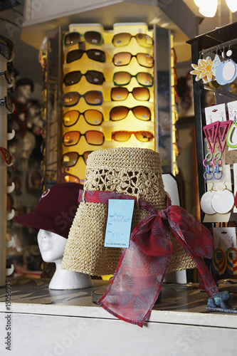 Photo: Hats and Sunglasses at Second Hand Store Hats and Sunglasses at Second Hand Store