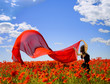 pretty girl in the poppy field
