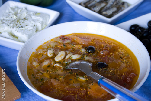 Photo: vegetable soup with beans, feta and olives vegetable soup with beans, feta and olives