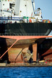 container ship in harbor dry dock for repair