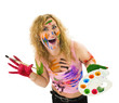 Creative woman with brush and palette