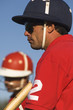 Polo player wearing helmet