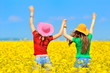 young women on field in summer young women on field in summer