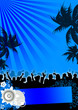 Blauer Partyflyer mit Fläche für eigenen Text