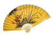 Yellow Chinese fan on a white background Yellow Chinese fan on a white background