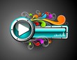 shiny play button with colorfull grunge floral elements