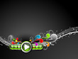 shiny buttonset with colorfull grunge floral elements