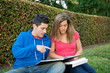 College student studying outdoor