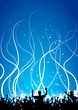 Happy people having fun in a blue background