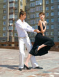 young couple dancing tango