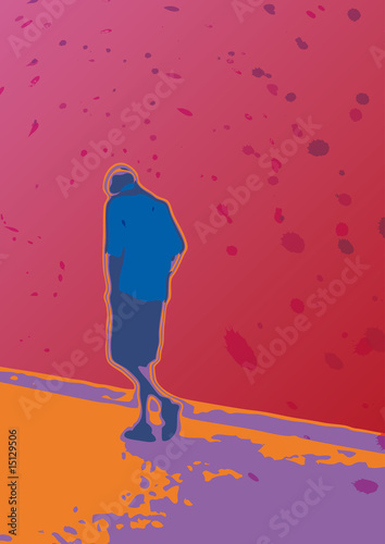 Illustration: uomo che cammina solo uomo che cammina solo