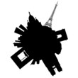 Planet Paris : round  vector Paris silhouette skyline