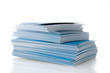 Pile of blue business cards