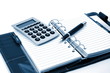 business organizer and pen