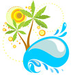 Vektor: Summer background (palm trees and ocean wave) Summer background (palm trees and ocean wave)