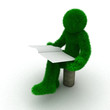 3D man reading newspaper isolated on white.