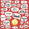 Various phrases in comic balloons