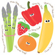 Mixed fruits & vegetables vector set 1