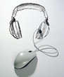 souris connectée à un casque d'écoute
